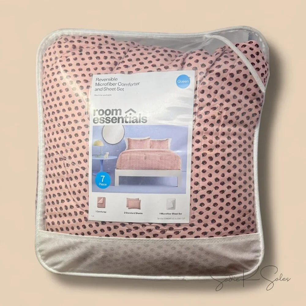 7pc Queen Strawberry Print Comforter & Sheet Set - Room Essentials - Target 2023
